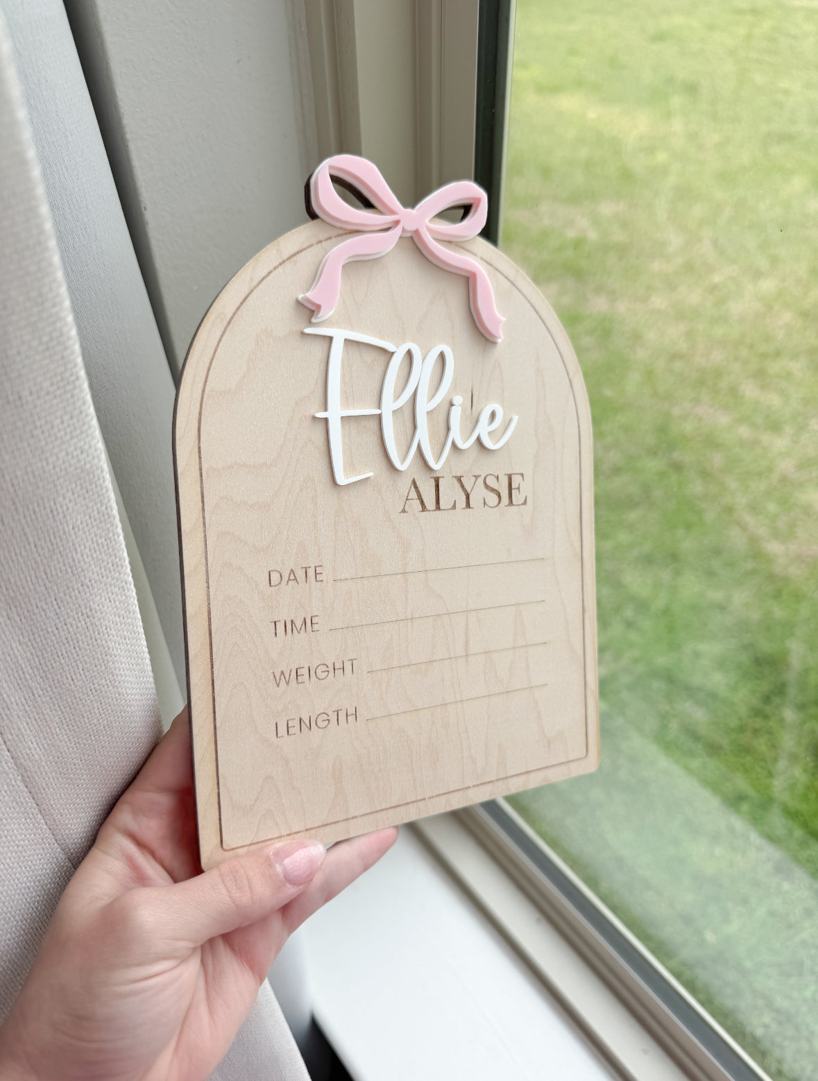 Bow Baby Birth Stat Sign
