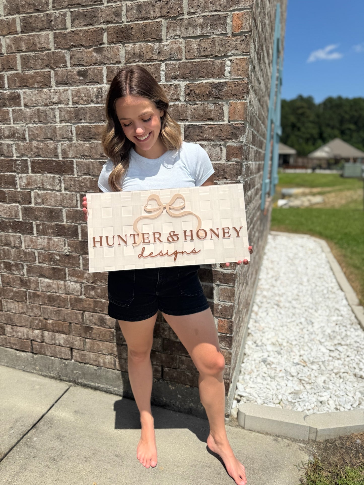 Gingham Layered Acrylic Signage | Small Business