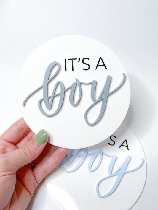 It’s a boy acrylic disc
