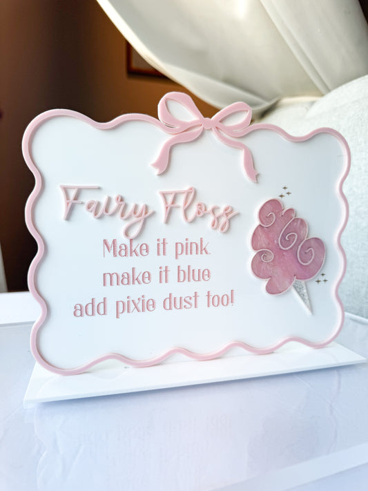 Princess Party Signage | Fairy Floss Sign | Acrylic Bow Sign