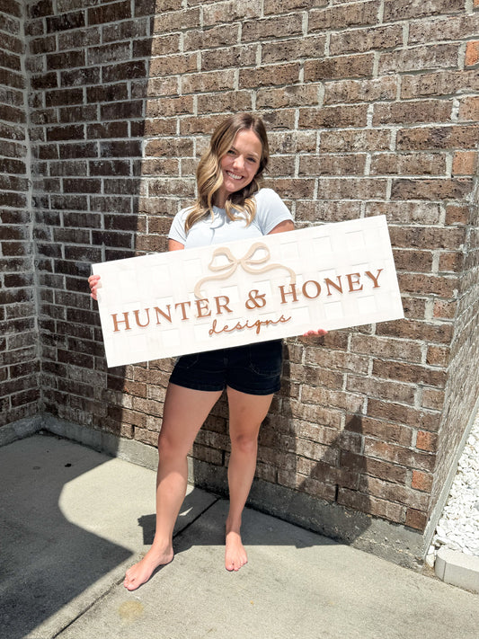 Gingham Layered Acrylic Signage | Small Business