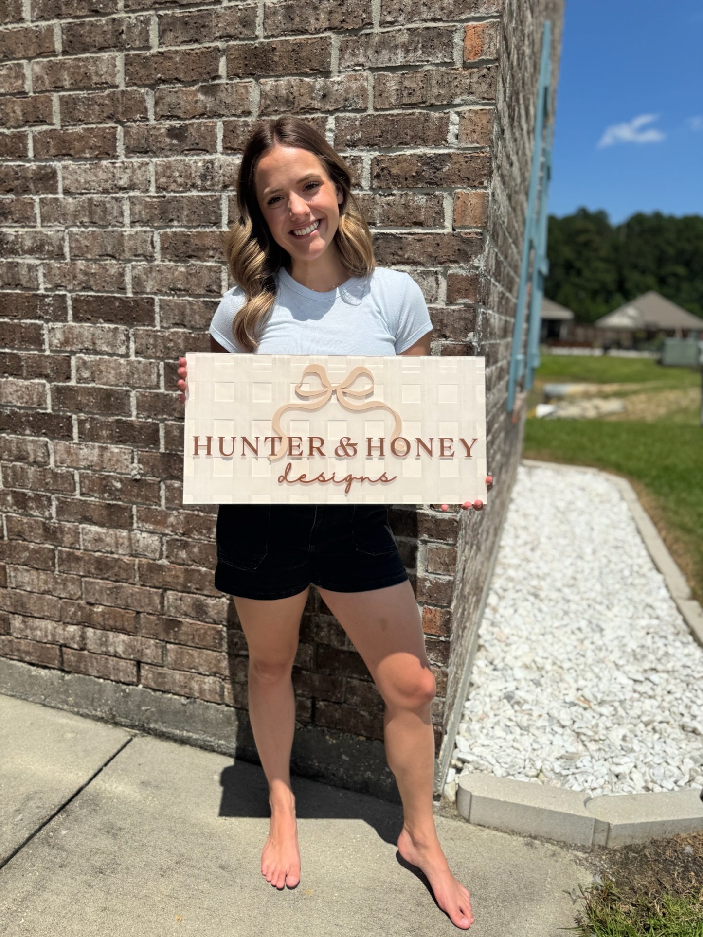 Gingham Layered Acrylic Signage | Small Business