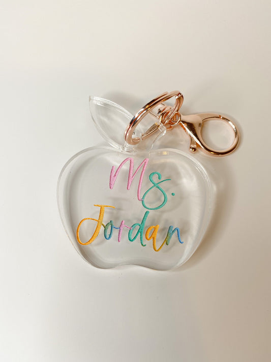 Apple Shaped Teacher Keychain