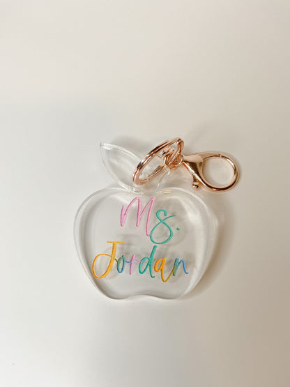 Apple Shaped Teacher Keychain