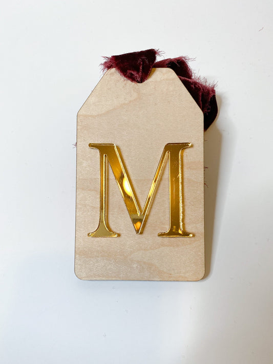 Wood and Mirrored Acrylic Stocking Tags