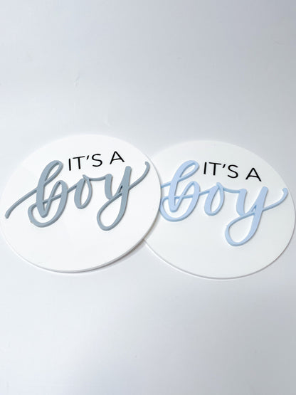 It’s a boy acrylic disc