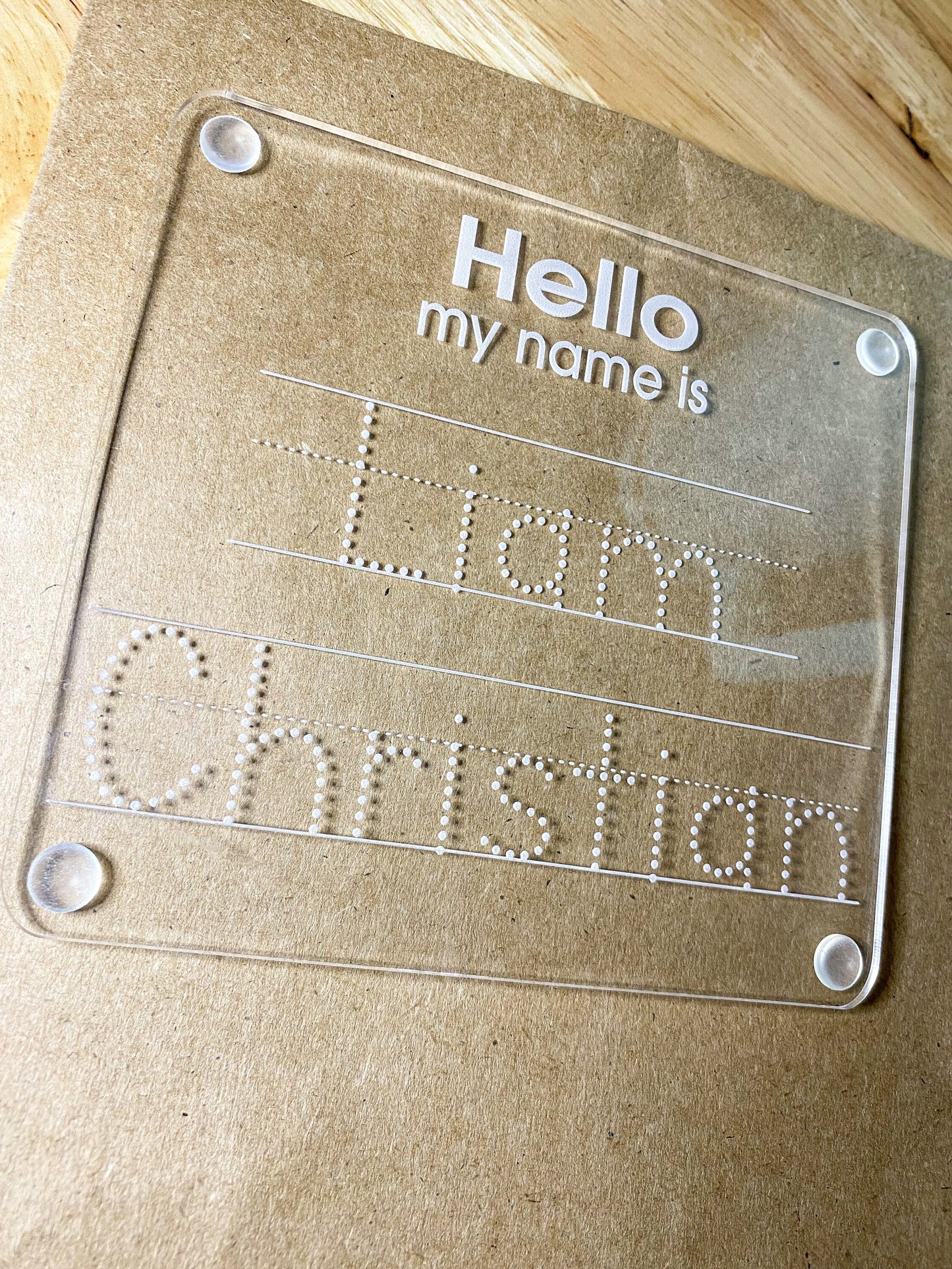 “Hello my name is” Acrylic Tracing Board