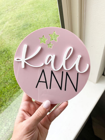 Round Acrylic Name Sign With Stars