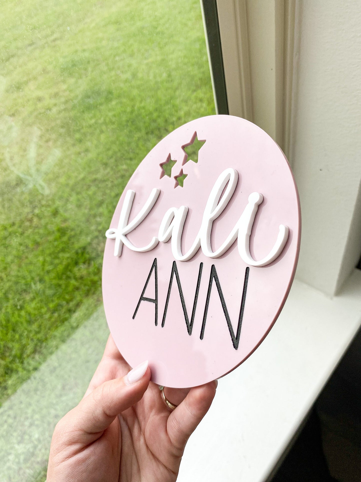 Round Acrylic Name Sign With Stars