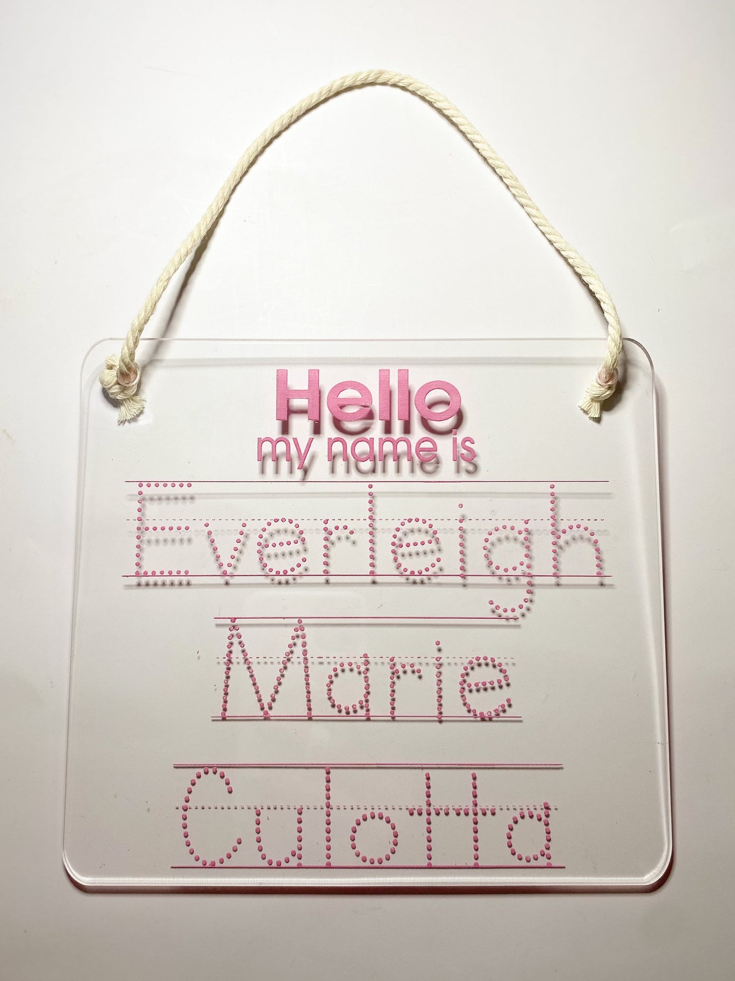 “Hello my name is” Acrylic Tracing Board